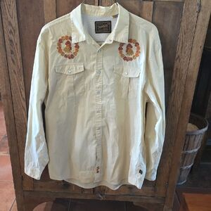 Howler Brothers Cream Gaucho Snapshirt with Subtle Floral Accent